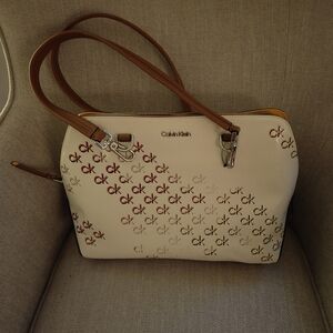 Calvin Klein Cream and Brown Women's Bag